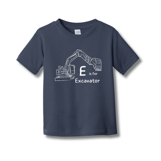 E is for Excavator - Toddler Fine Jersey T-Shirt