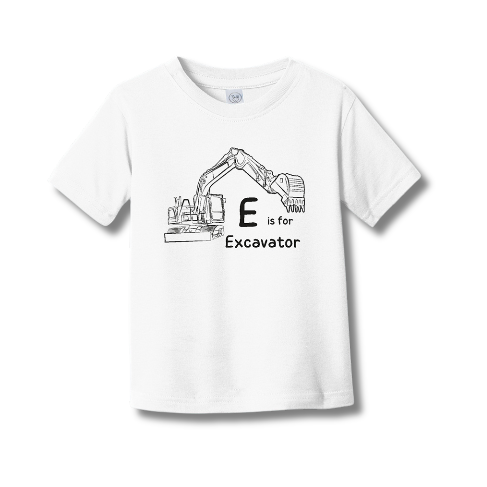 E is for Excavator - Toddler Fine Jersey T-Shirt