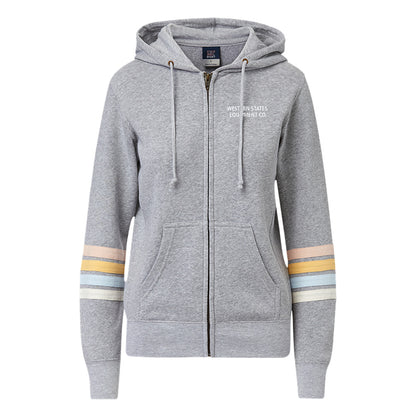 Western Sunset - Ladies Striped Sleeves Zip Hoodie