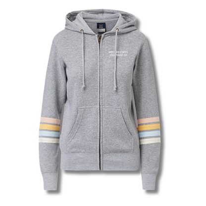 Western Sunset - Ladies Striped Sleeves Zip Hoodie